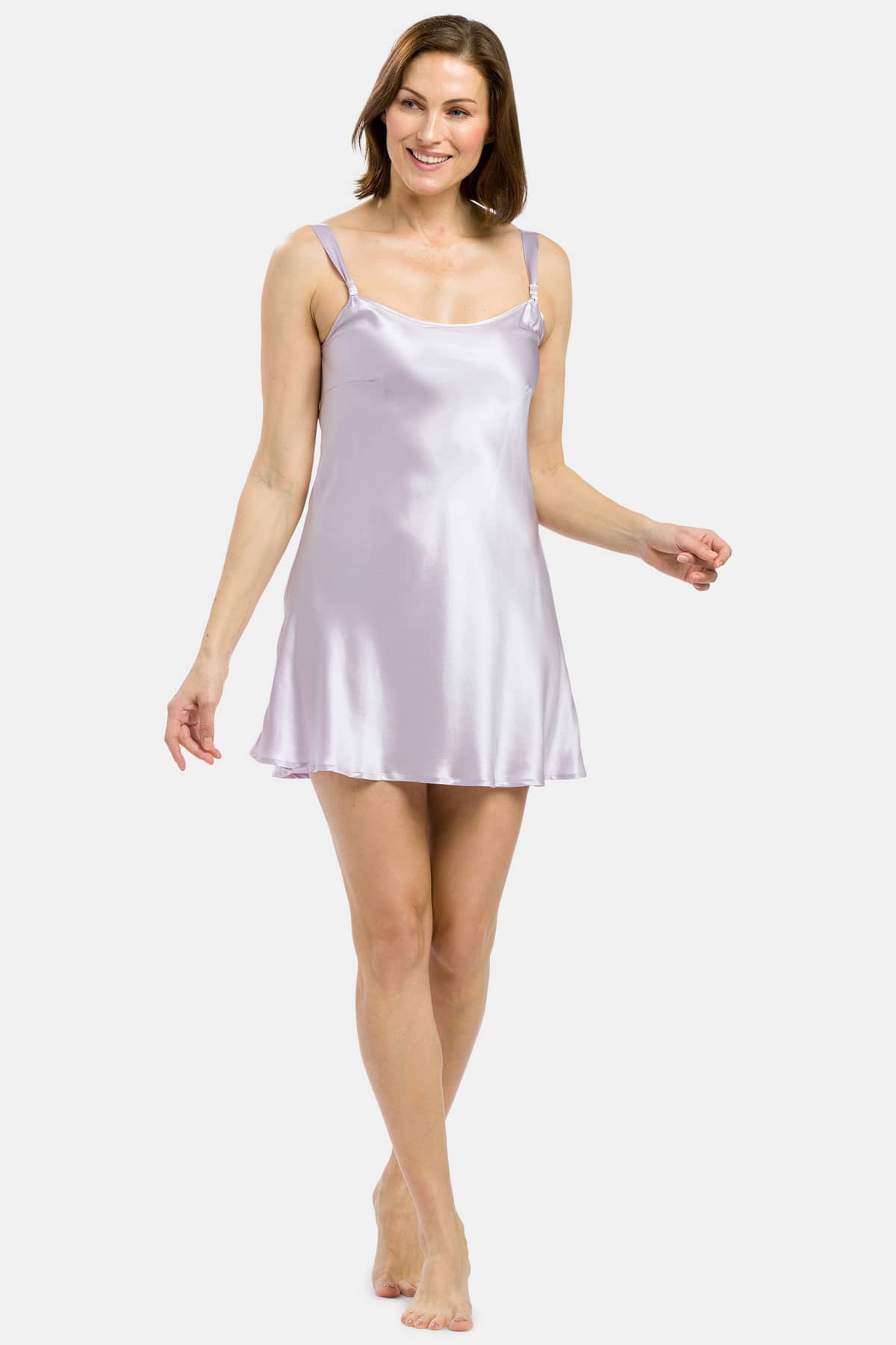 Women&#39;s 100% Mulberry Silk Chemise Womens&gt;Sleep and Lounge&gt;Nightgown Fishers Finery Lavender Fog X-Small 
