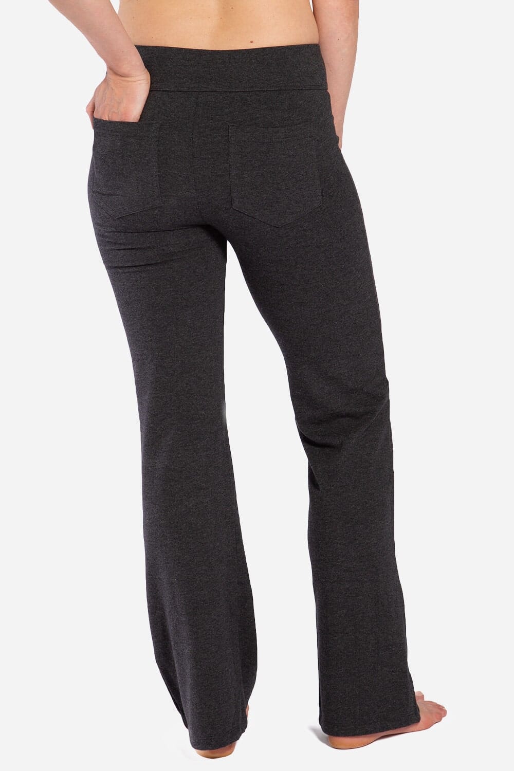Women's EcoFabric™ Boot Leg Yoga Pant with Back Pockets Womens>Activewear>Yoga Pants Fishers Finery Heather Gray X-Small Regular