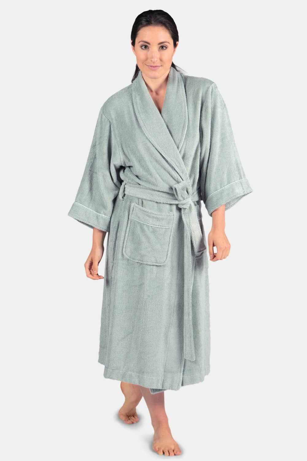 Texere Women's Terry Cloth Bathrobe Womens>Spa>Robe Fishers Finery Lily Green S/M 