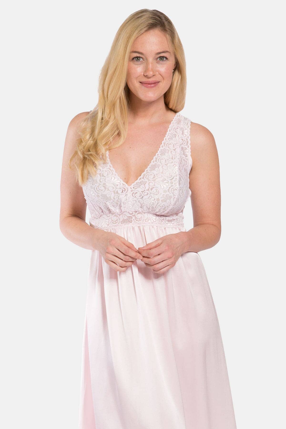 Women's 100% Pure Mulberry Silk Long Nightgown with Lace Bodice and Gift Box Womens>Sleep and Lounge>Nightgown Fishers Finery 