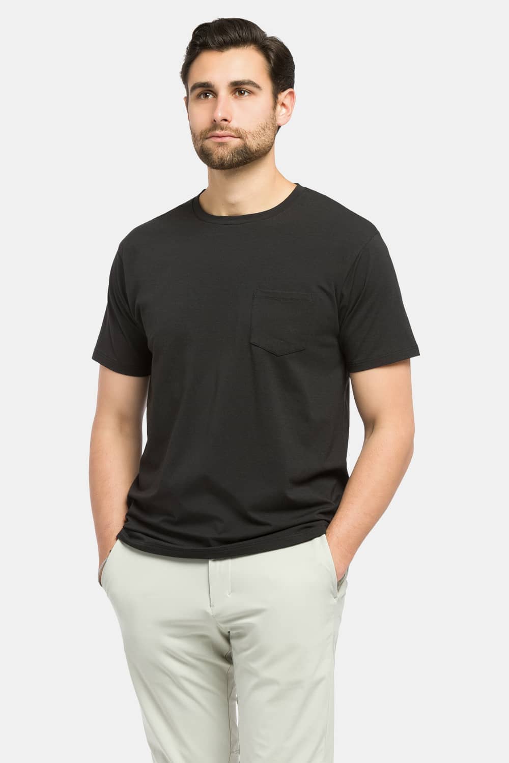 Men's Crew Neck Pocket Tee Mens>Casual>Tops Fishers Finery Black Small 