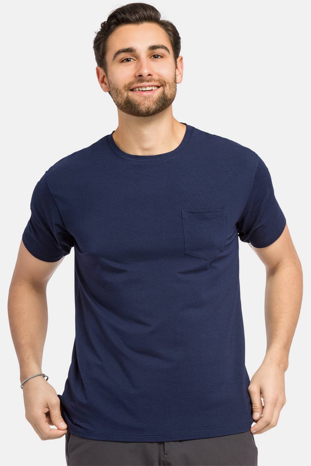 Men's Crew Neck Pocket Tee Mens>Casual>Tops Fishers Finery Navy Small 