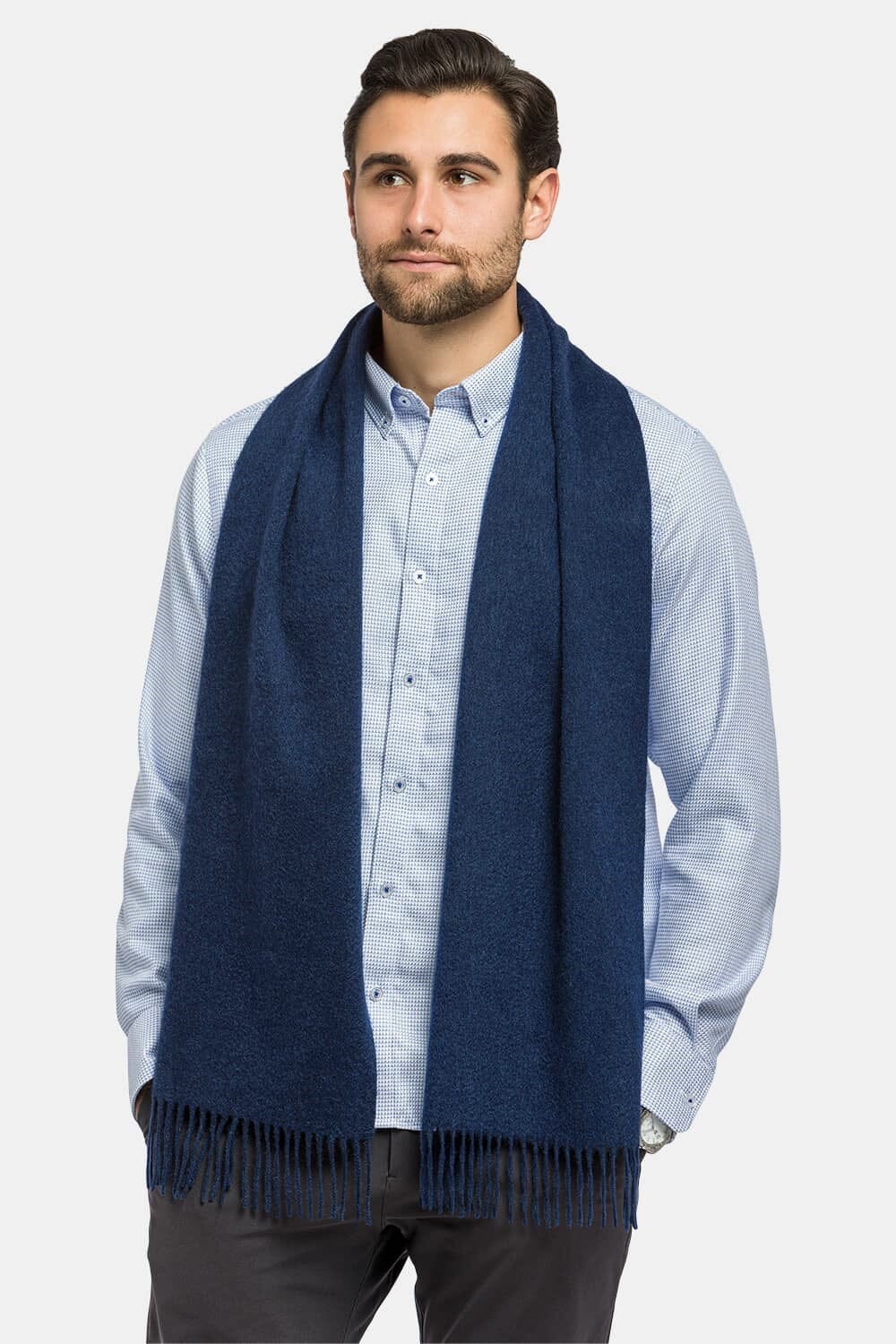 Men's Classic 100% Pure Cashmere Scarf Mens>Accessories>Scarf Fishers Finery Navy One Size 