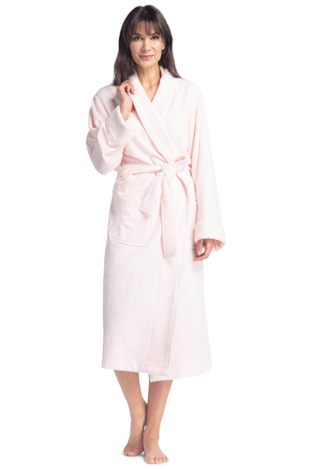Women's Full Length Resort Terry Cloth Robe Womens>Spa>Robe Fishers Finery Heavenly Pink S/M 