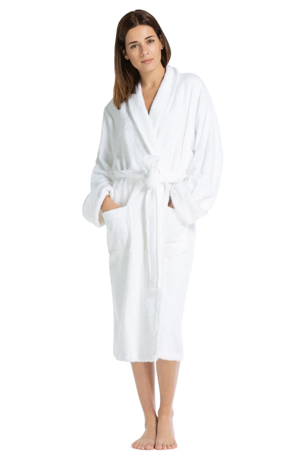 Women's Full Length Resort Terry Cloth Robe Womens>Spa>Robe Fishers Finery White L/XL 