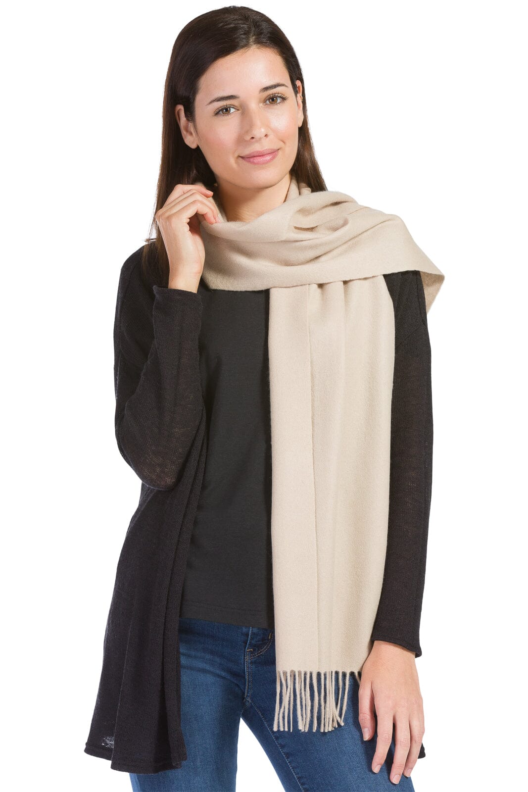 Women's Classic 100% Pure Cashmere Scarf Womens>Accessories>Scarf Fishers Finery Camel One Size 