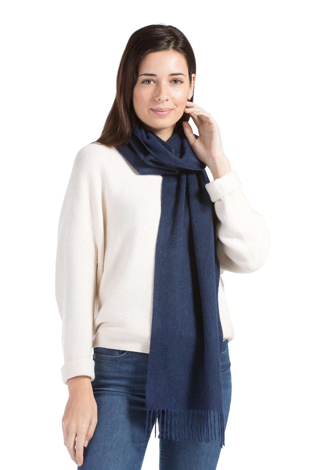 Women's Classic 100% Pure Cashmere Scarf Womens>Accessories>Scarf Fishers Finery Navy One Size 