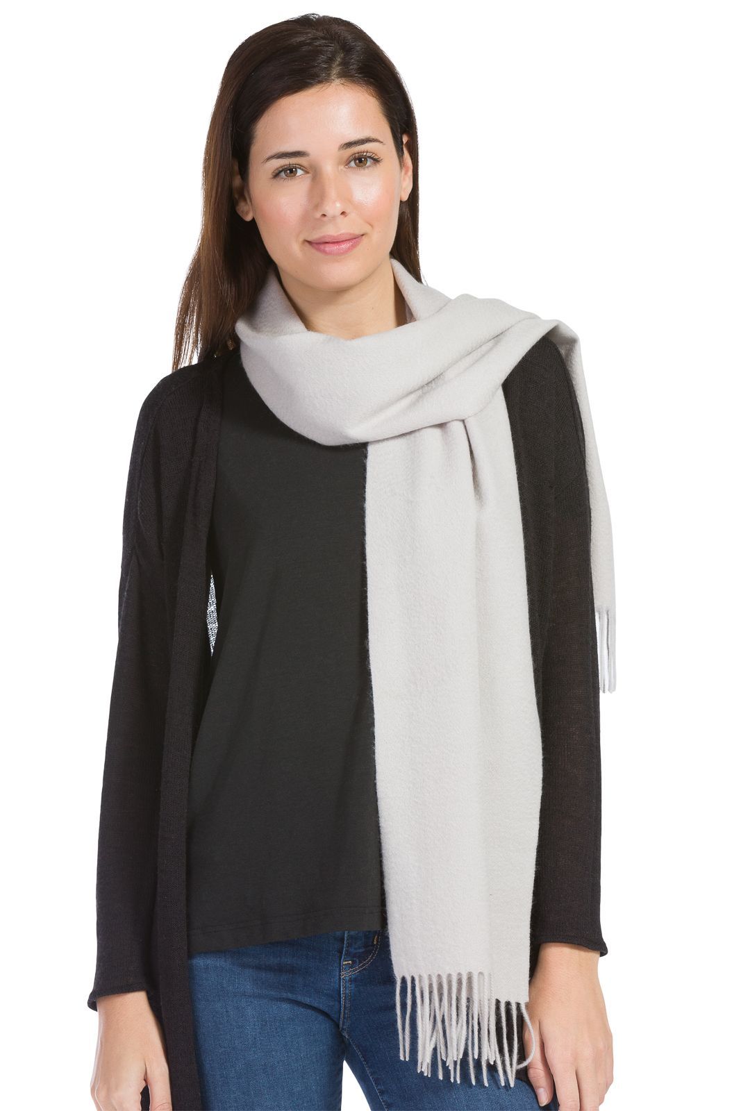 Women's Classic 100% Pure Cashmere Scarf Womens>Accessories>Scarf Fishers Finery Stone One Size 