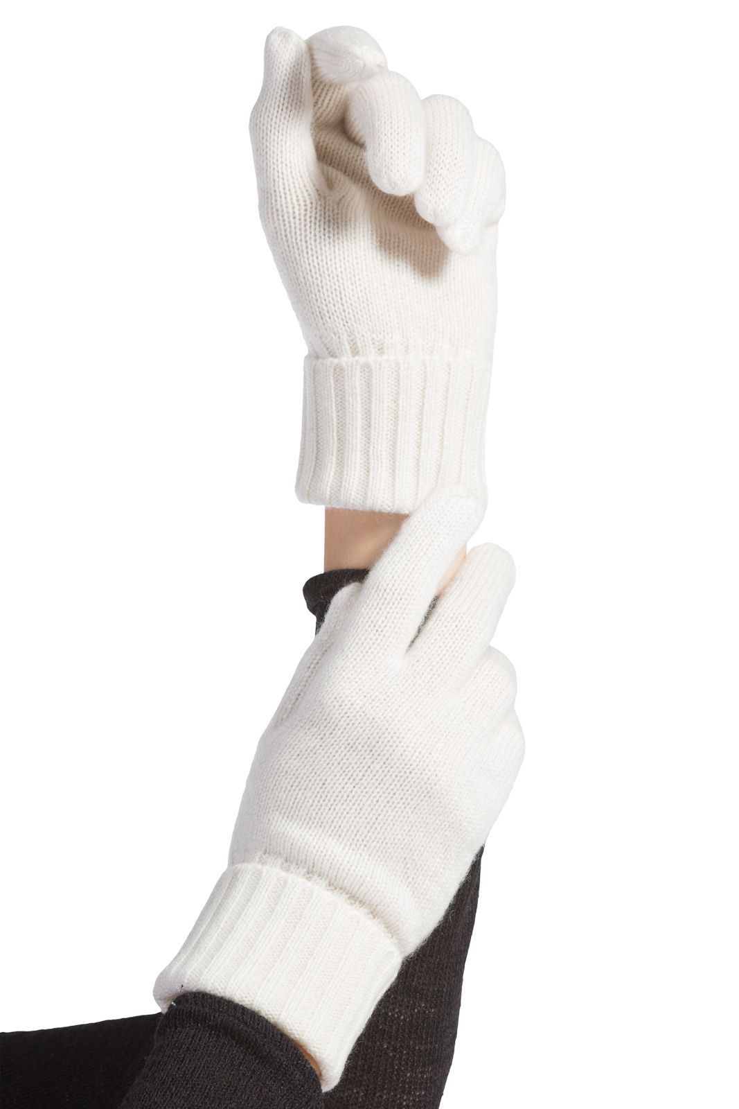 Women's 100% Pure Cashmere Gloves with Ribbed Cuff Womens>Accessories>Gloves Fishers Finery Cream 