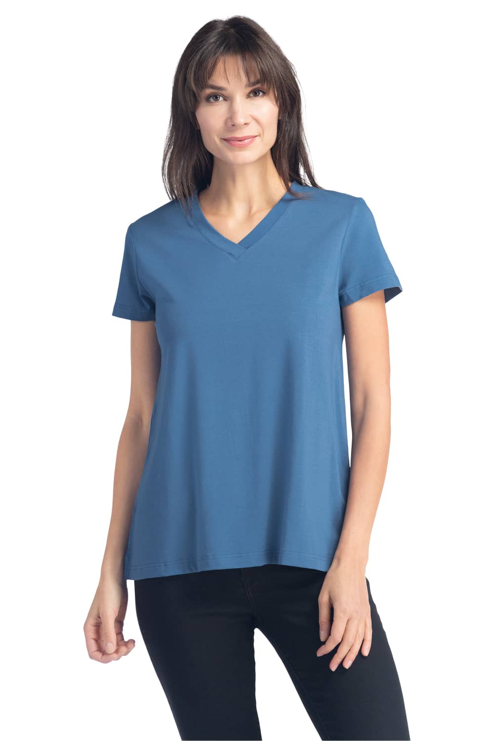 Women's Relaxed EcoFabric™ V-Neck Tee Womens>Casual>Top Fishers Finery Moonlight Blue Large 