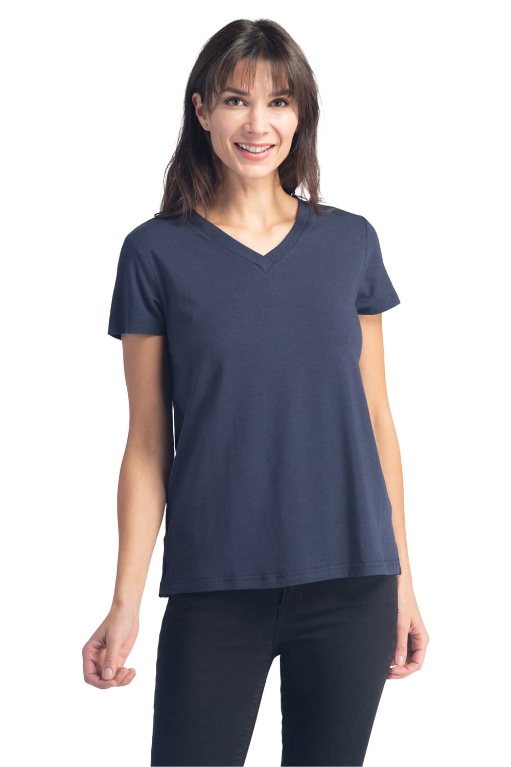 Women's Relaxed EcoFabric™ V-Neck Tee Womens>Casual>Top Fishers Finery Navy X-Small 