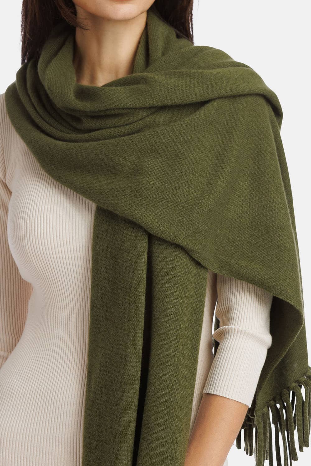 Women's 100% Pure Cashmere Knit Shawl Wrap with Fringe and Gift Box Womens>Accessories>Scarf Fishers Finery 