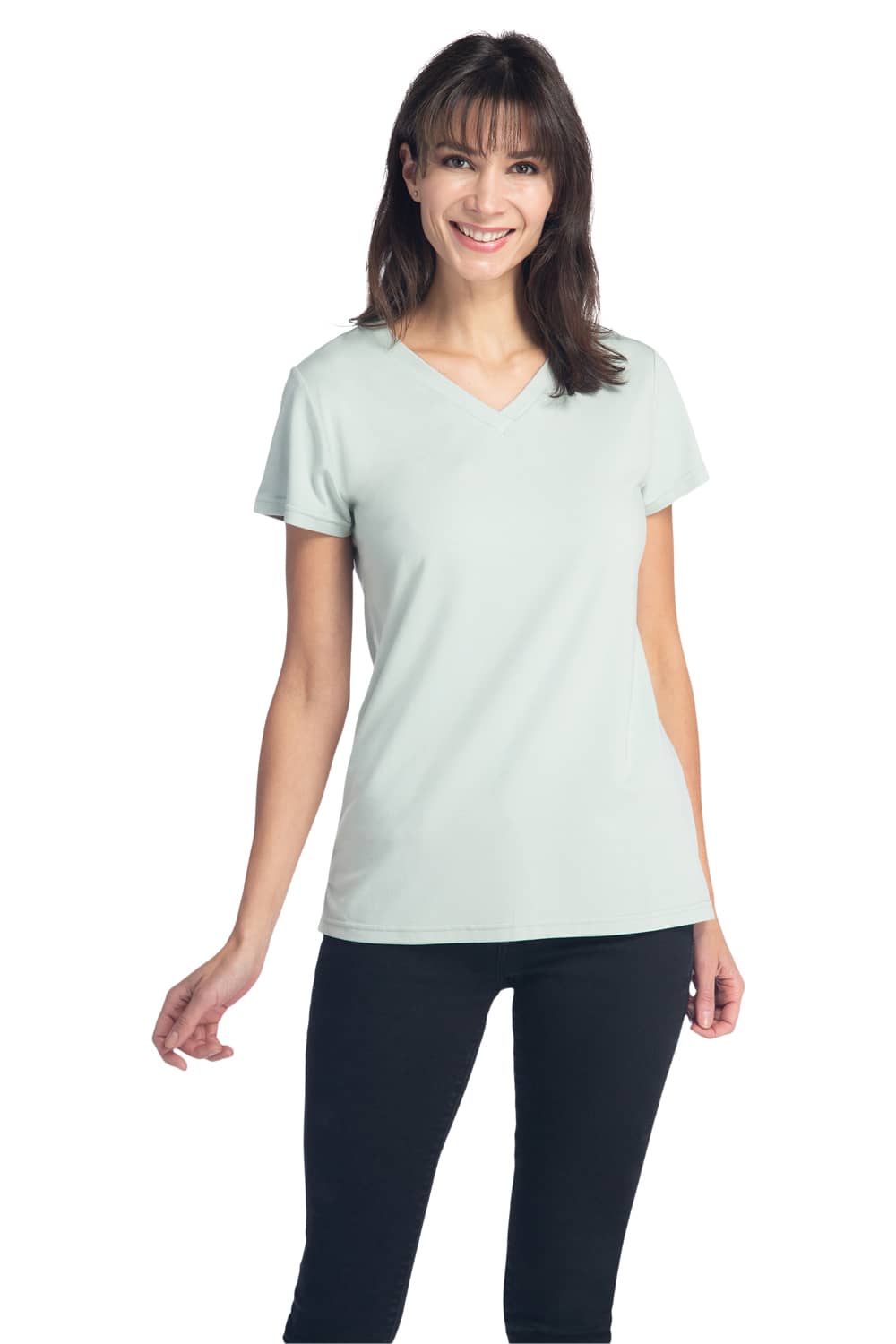 Women&#39;s Classic Fit EcoFabric™ V-Neck Tee Womens&gt;Casual&gt;Top Fishers Finery Sea Glass X-Small 