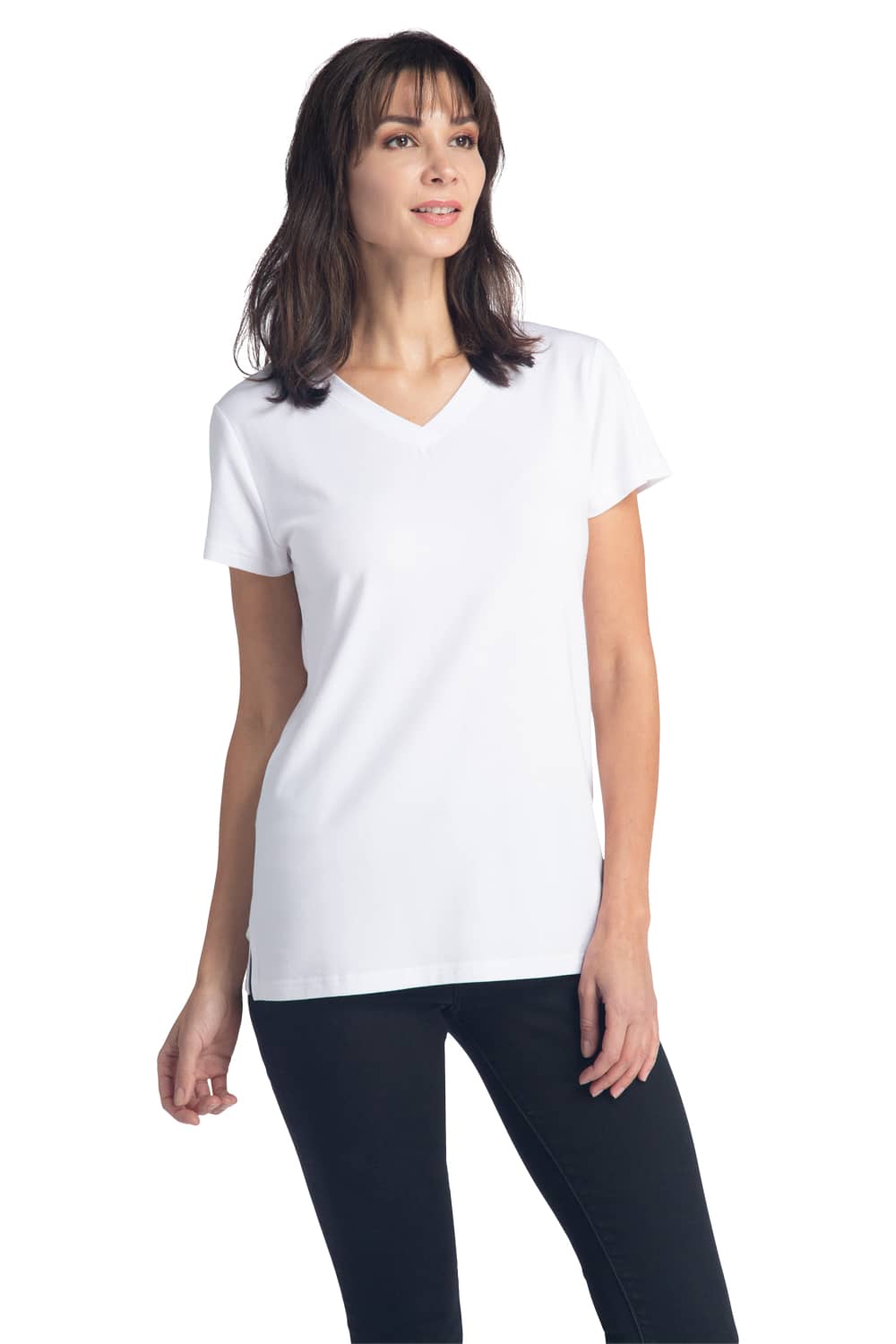 Women's Classic Fit EcoFabric™ V-Neck Tee Womens>Casual>Top Fishers Finery Bright White X-Small 