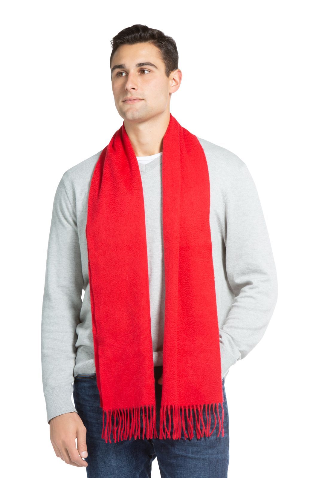 Men's Classic 100% Pure Cashmere Scarf Mens>Accessories>Scarf Fishers Finery Cardinal Red One Size 