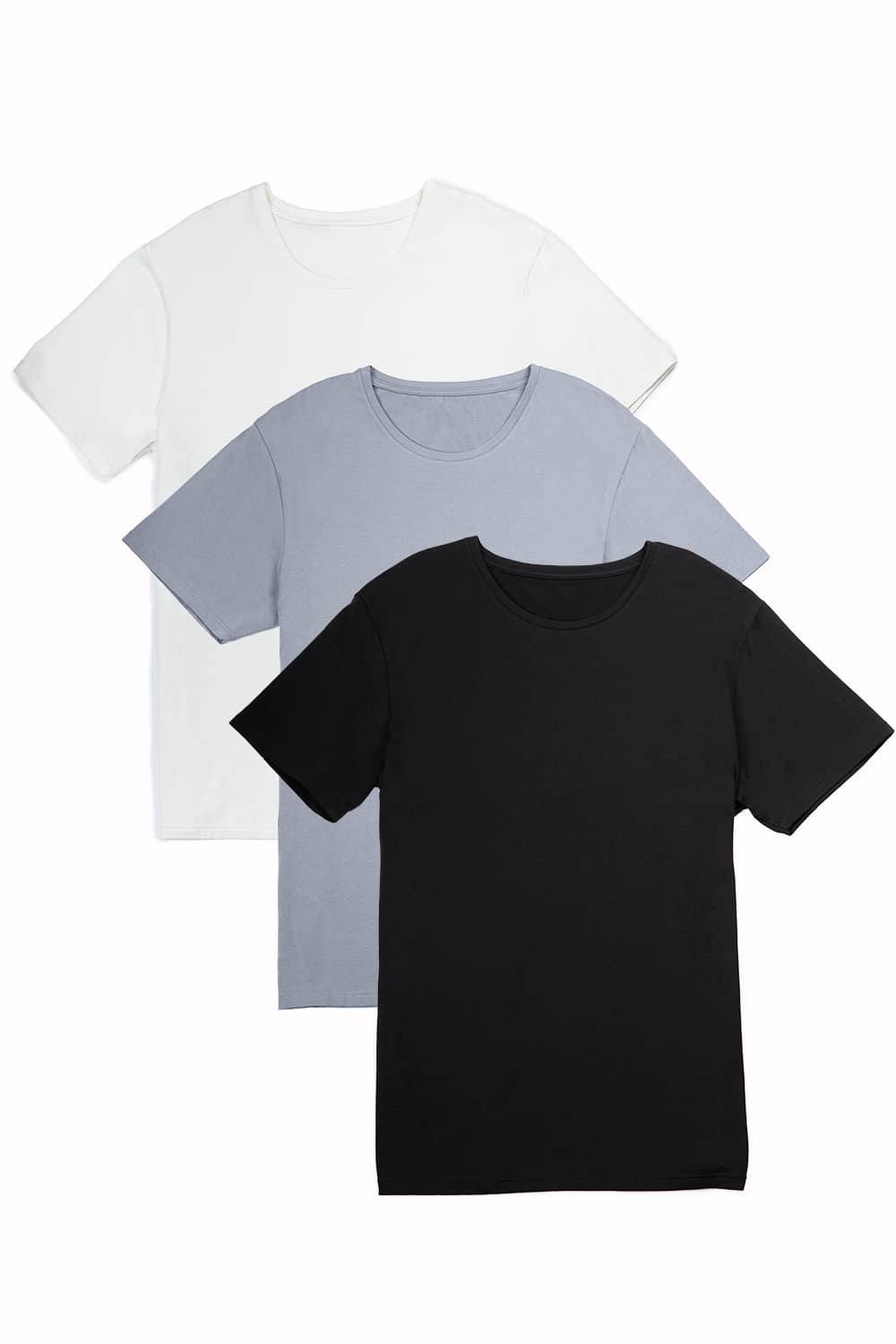 Men's Classic Fit Soft Stretch Crew Neck Undershirt Mens>Casual>Tops Fishers Finery Black Gray White Small 3 Pack