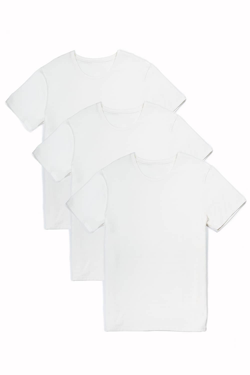 Men's Classic Fit Soft Stretch Crew Neck Undershirt Mens>Casual>Tops Fishers Finery White Small 3 Pack