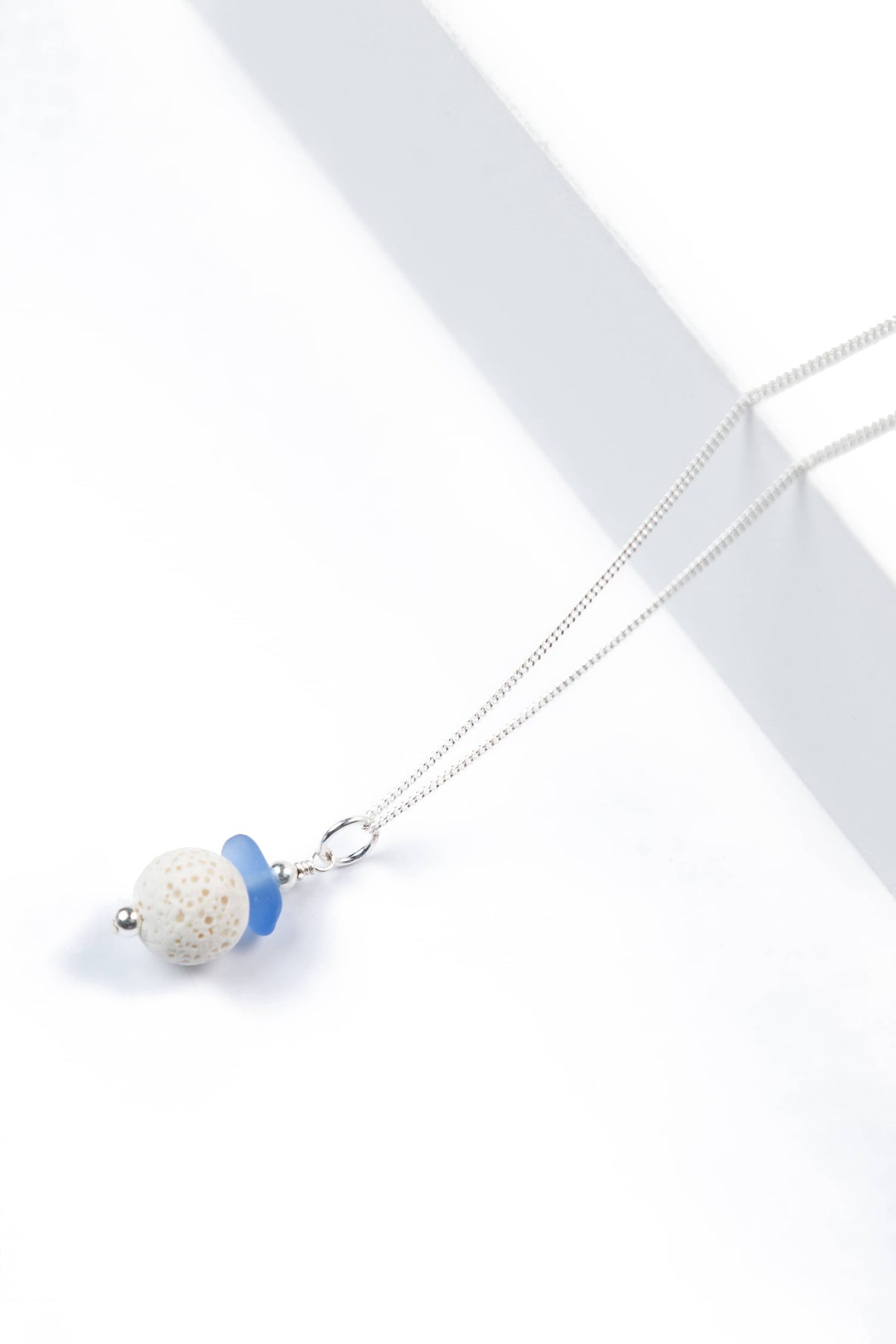 Sea Glass &amp; Diffuser Necklace with Gift Box Womens&gt;Accessories&gt;Jewelry Fishers Finery Cornflower 