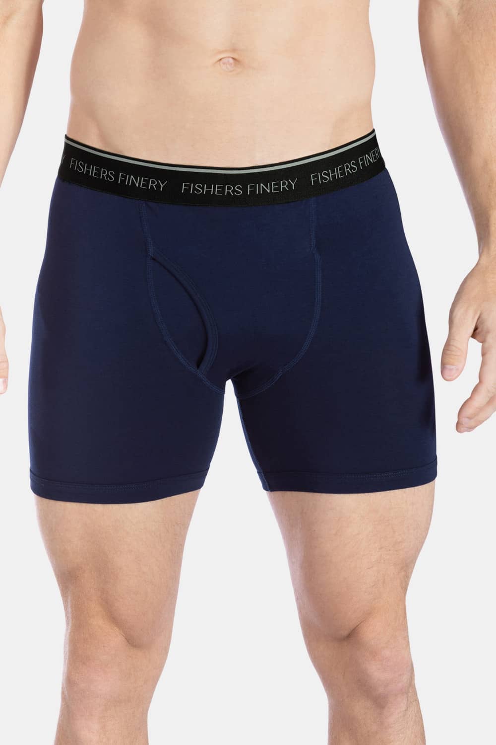 Men's Classic Fit Soft Stretch Boxer Brief - Multi Pack Options Mens>Underwear Fishers Finery Navy Small Single Pack