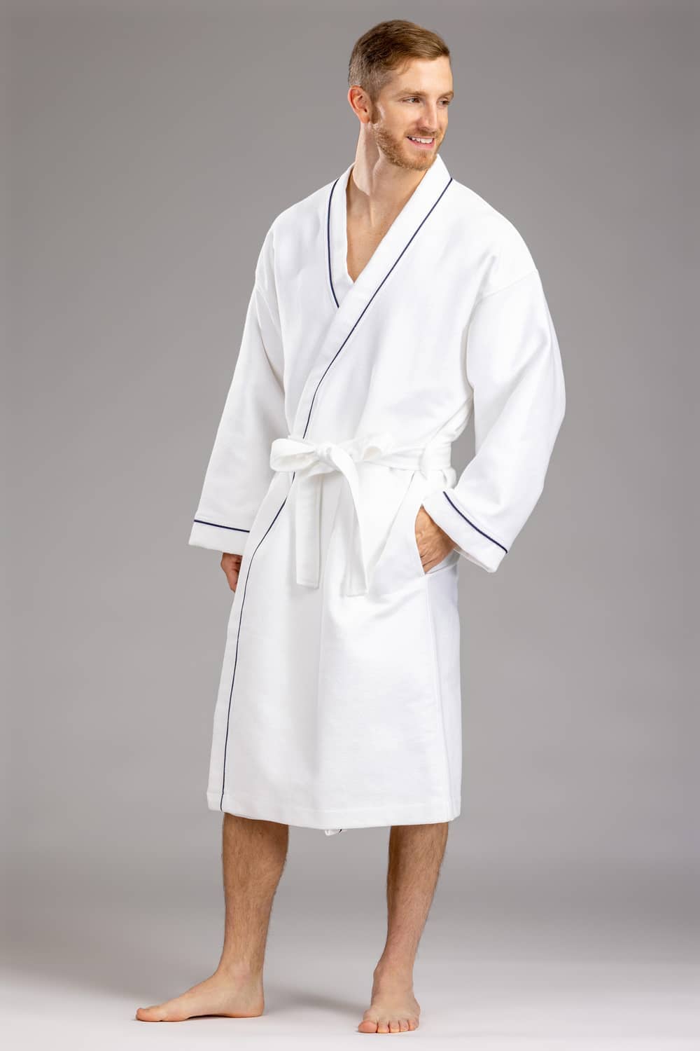 Texere Men's Modal Kimono Bathrobe with Quilted Design Mens>Sleepwear>Robe Fishers Finery WHITE MEDIUM 