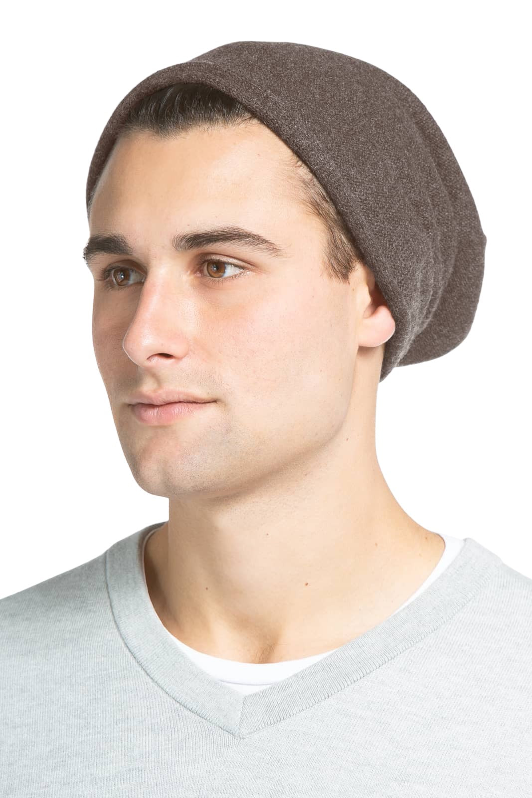 Men's 100% Pure Cashmere Slouchy Beanie Mens>Accessories>Hat Fishers Finery Cappuccino One Size Fits Most 