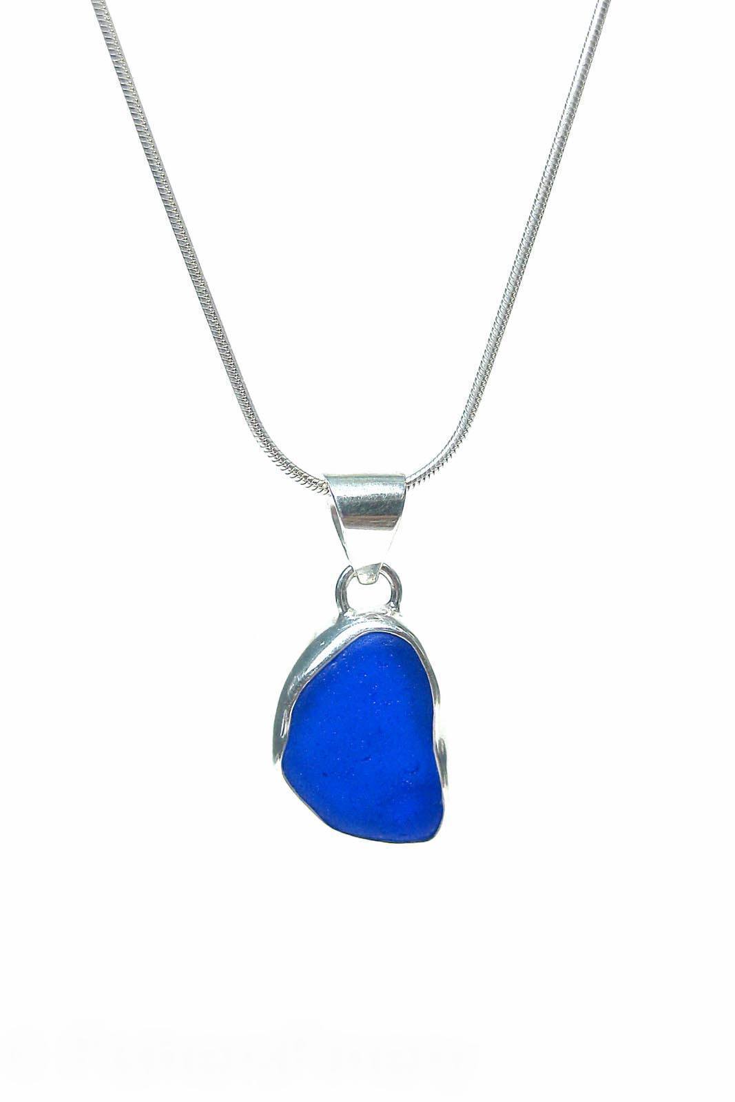 Single Bezel Pendant Necklace with Gift Box Womens&gt;Accessories&gt;Jewelry Fishers Finery Cobalt 
