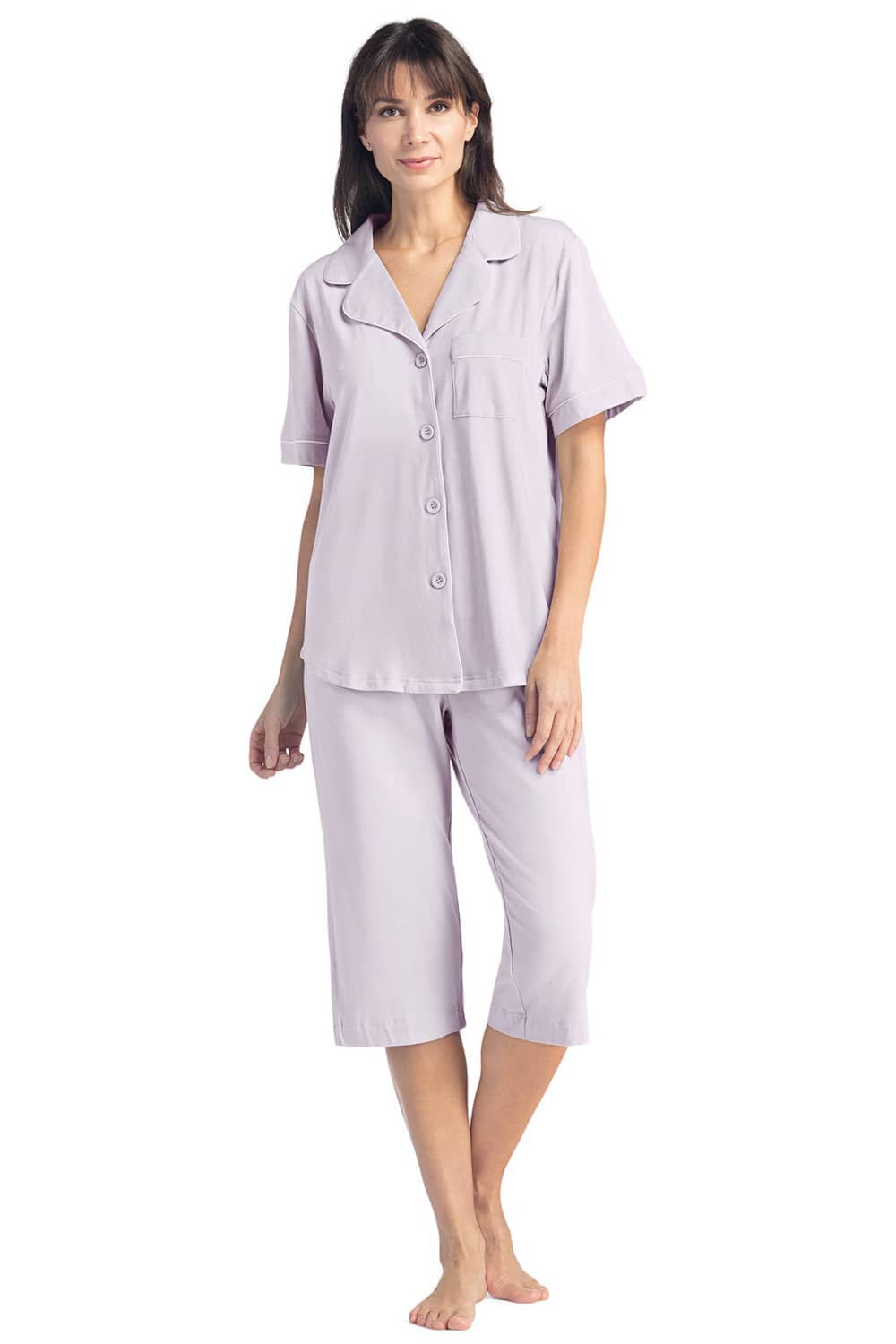 Women's EcoFabric™ Capri Pajama Set with Gift Box Womens>Sleep and Lounge>Pajamas Fishers Finery Lavender Fog X-Small 