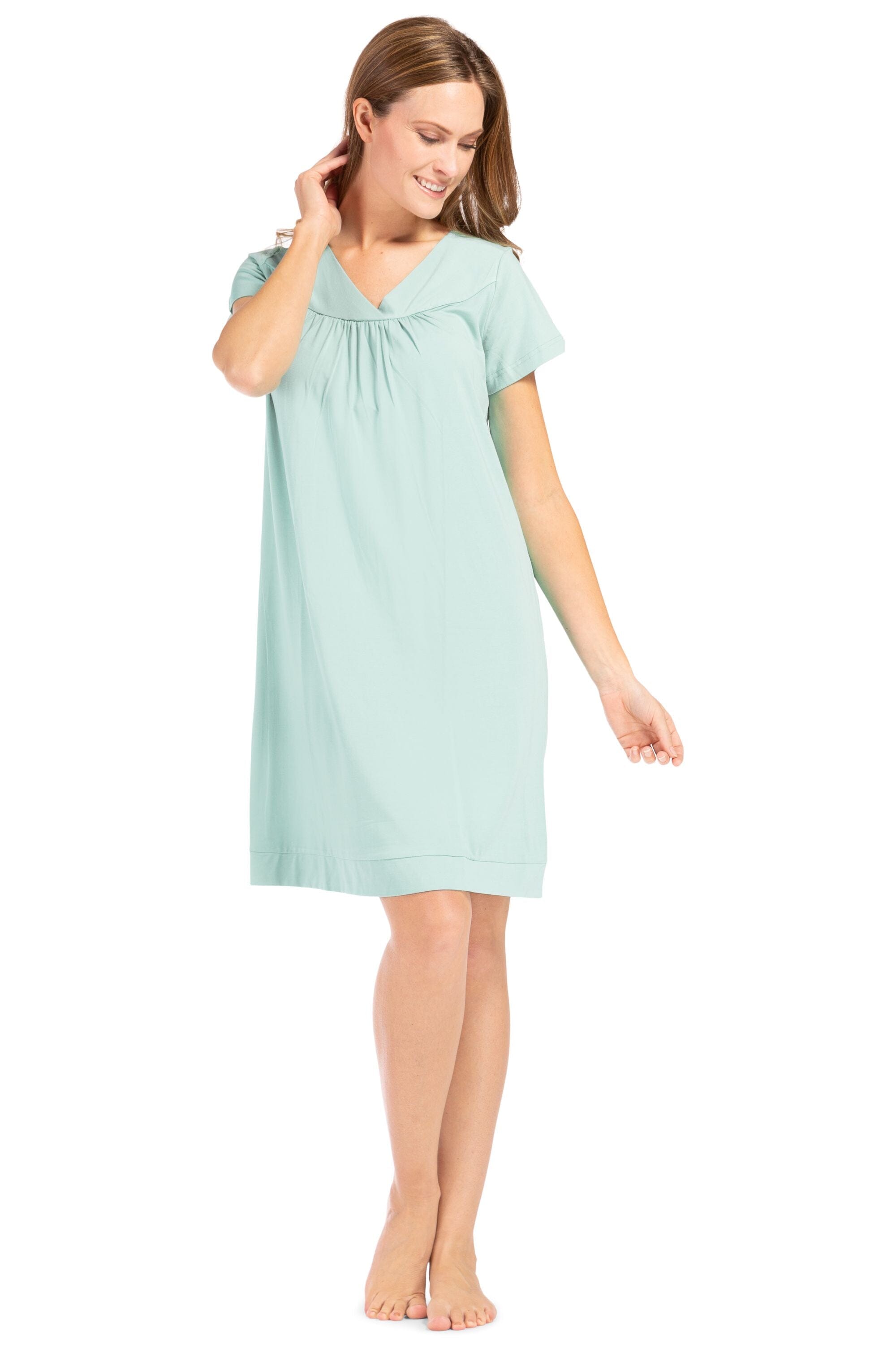 Women's Short Sleeve EcoFabric™ Nightgown - Relaxed Fit Womens>Sleepwear>Nightgown Fishers Finery Sea Glass X-Small 