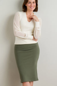 Women's Ponte Knit Midi Length Pencil Skirt Womens>Skirt Fishers Finery 