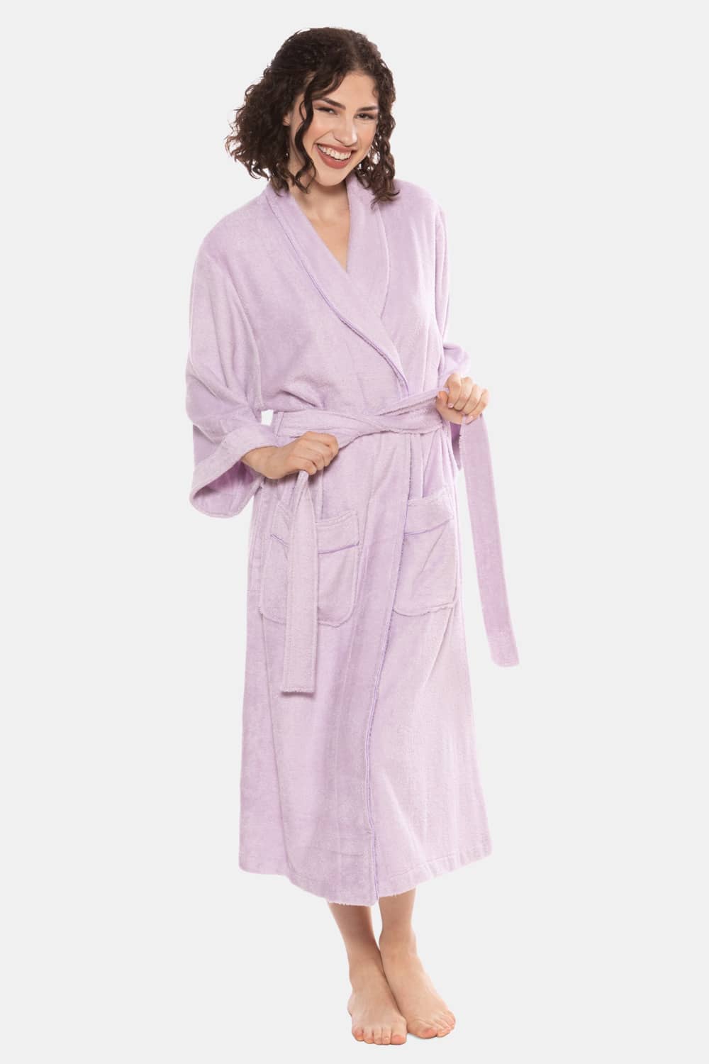 Texere Women's Terry Cloth Bathrobe Womens>Spa>Robe Fishers Finery Lavender Fog S/M 