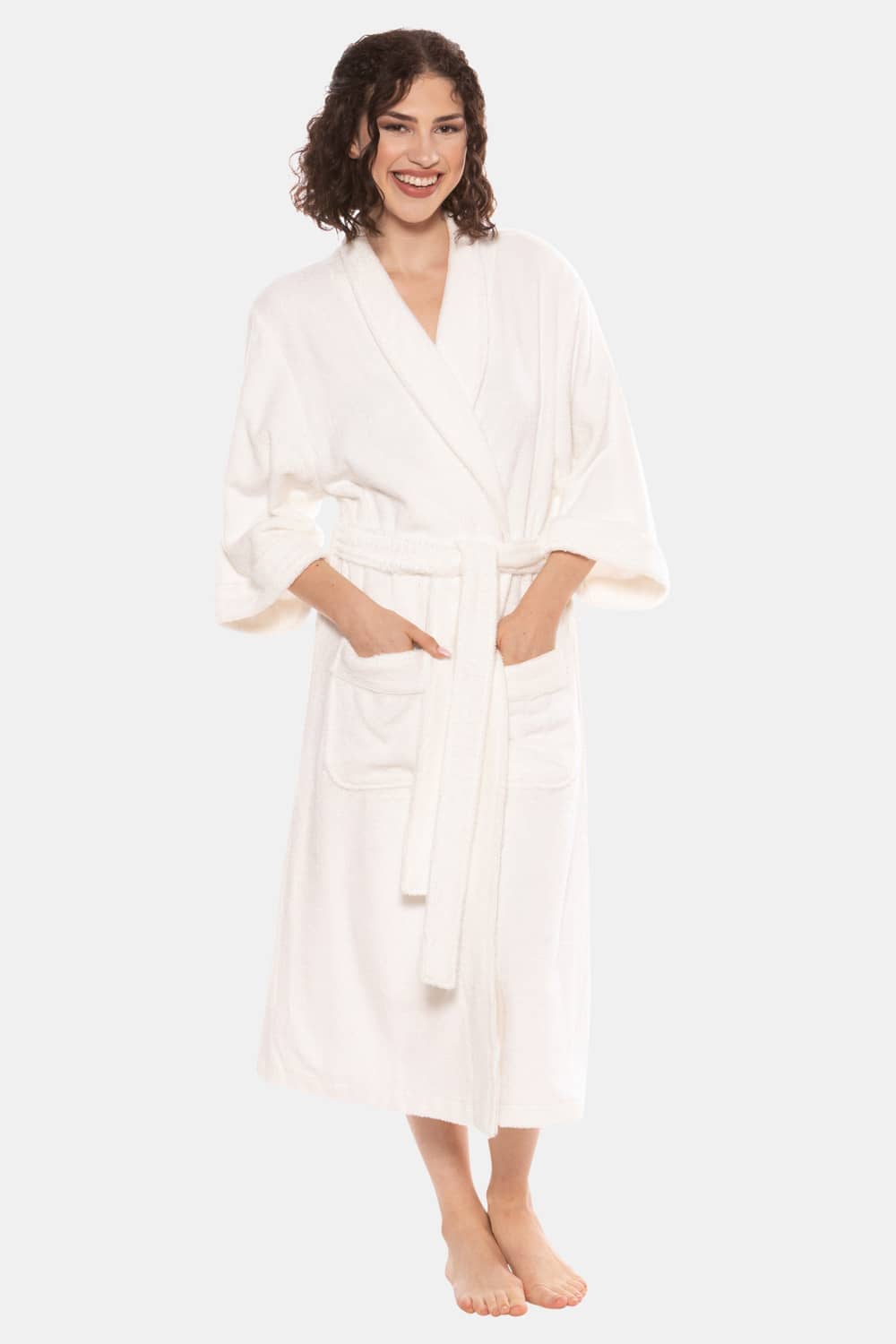 Texere Women's Terry Cloth Bathrobe Womens>Spa>Robe Fishers Finery White S/M 