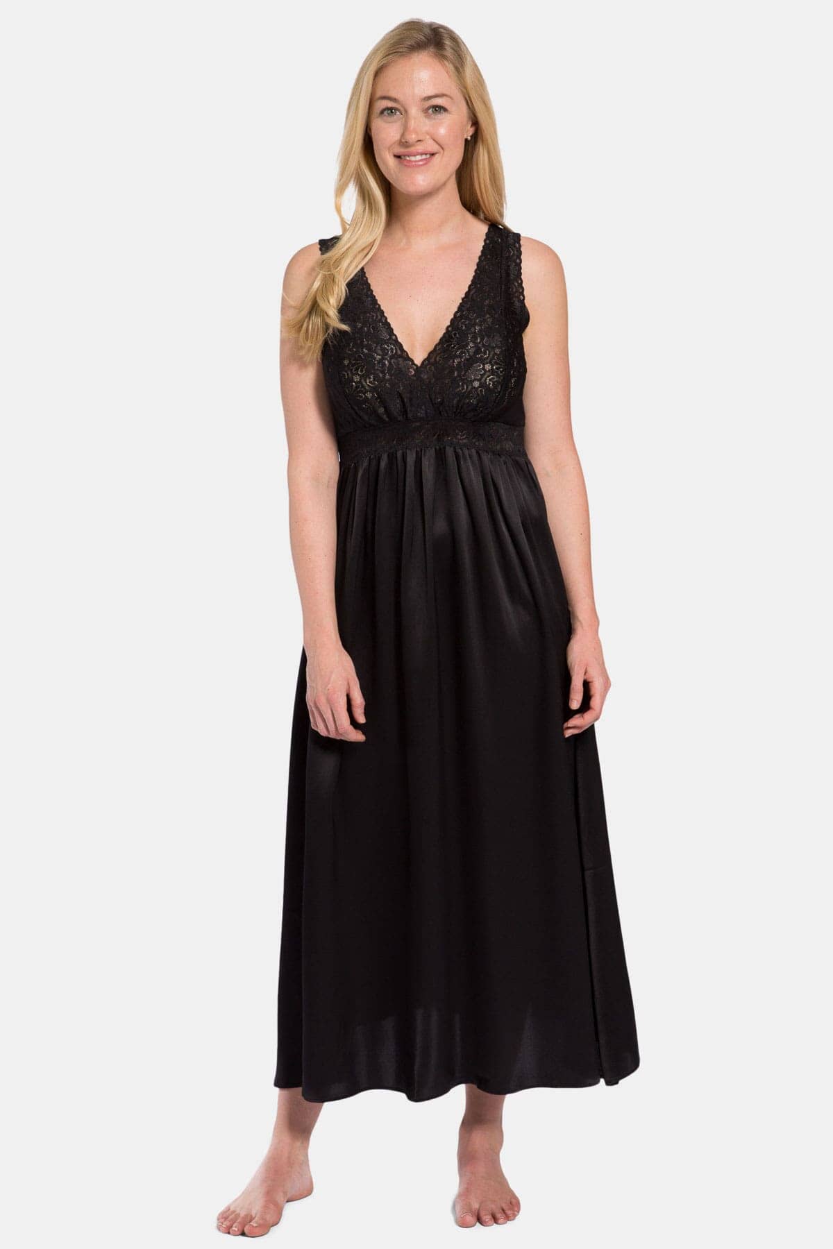 Women's 100% Pure Mulberry Silk Long Nightgown with Lace Bodice Womens>Sleep and Lounge>Nightgown Fishers Finery 