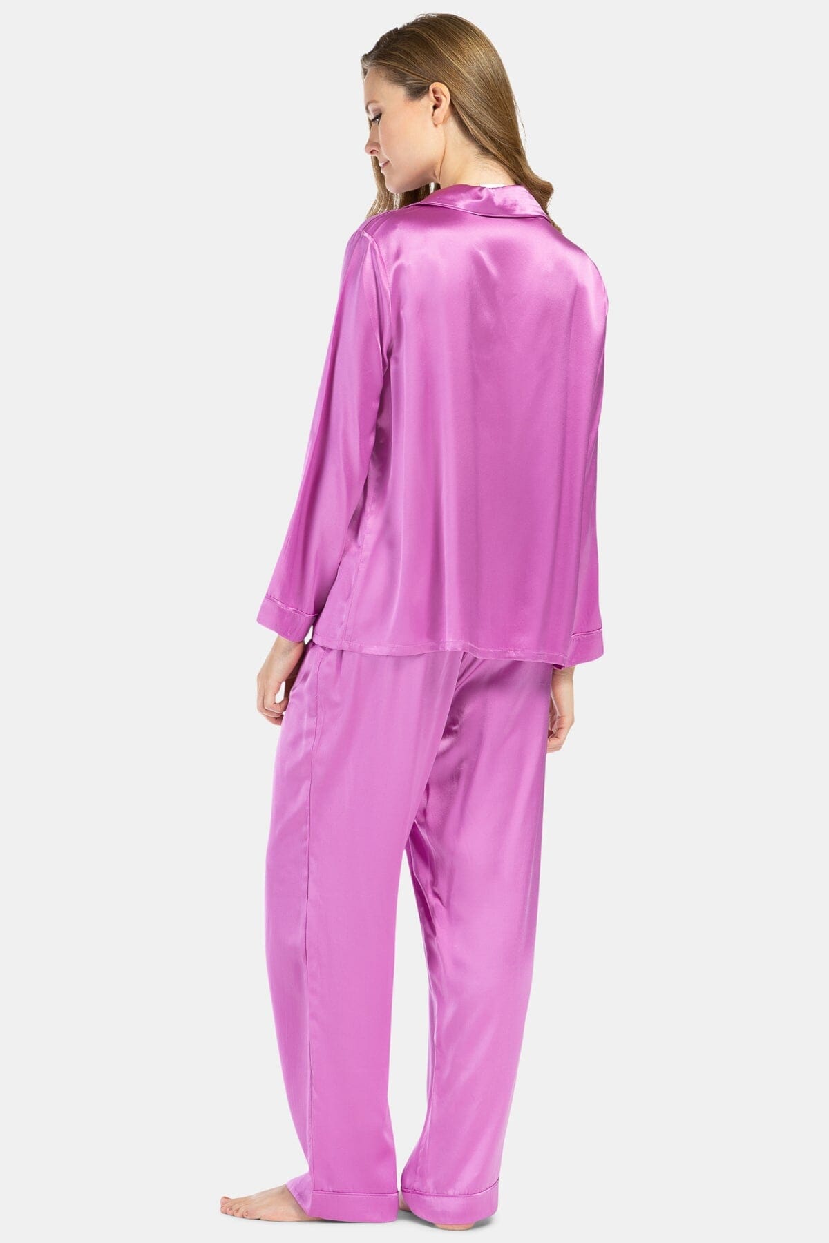 Women's 100% Mulberry Silk Classic Full Length Pajama Set with Gift Box