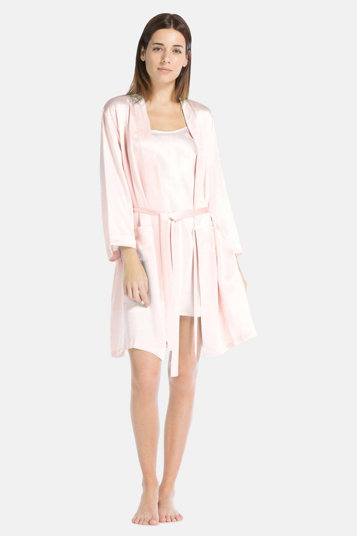 Women's 100% Pure Mulberry Silk Robe Womens>Sleepwear>Robe Fishers Finery Heavenly Pink X-Small 
