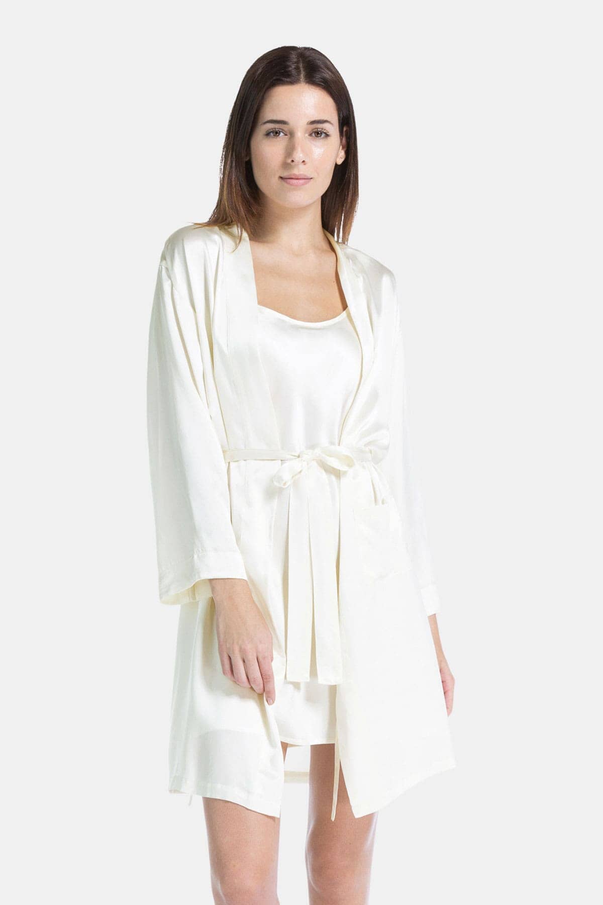 Women's 100% Pure Mulberry Silk Robe Womens>Sleepwear>Robe Fishers Finery Ivory X-Small 