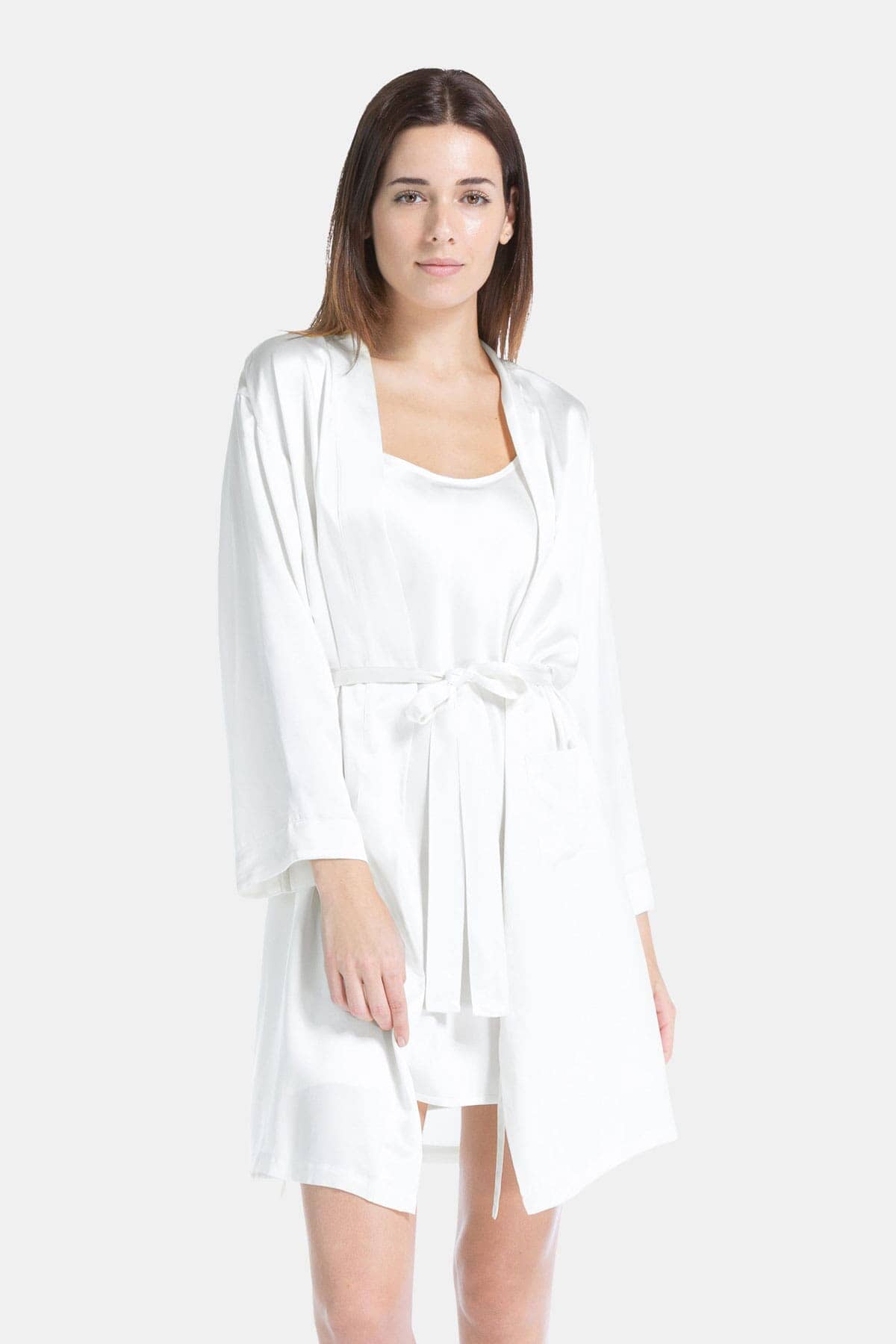 Women's 100% Pure Mulberry Silk Robe Womens>Sleepwear>Robe Fishers Finery White X-Small 