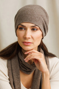 Women's 2pc 100% Cashmere Slouchy Beanie & Knit Scarf Set - OUTLET Womens>Accessories>Cashmere Set Fishers Finery 