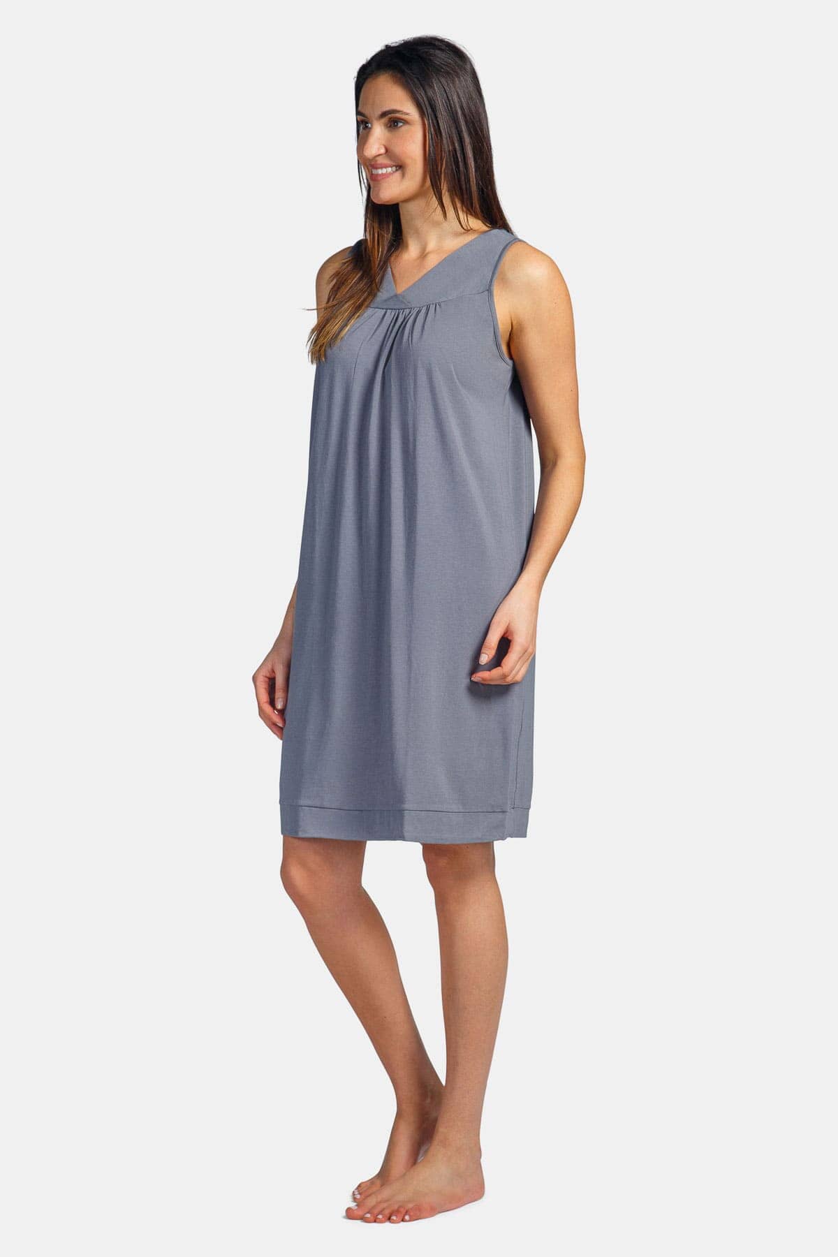 Women's Sleeveless EcoFabric™ Nightgown - Relaxed Fit Womens>Sleepwear>Nightgown Fishers Finery Gray X-Small 