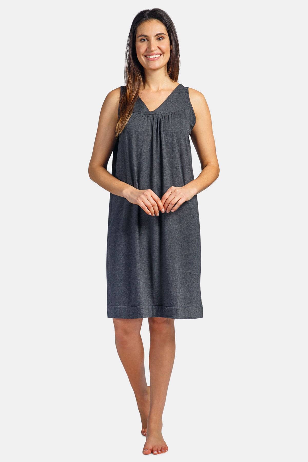 Women's Sleeveless EcoFabric™ Nightgown - Relaxed Fit Womens>Sleepwear>Nightgown Fishers Finery Heather Gray X-Small 