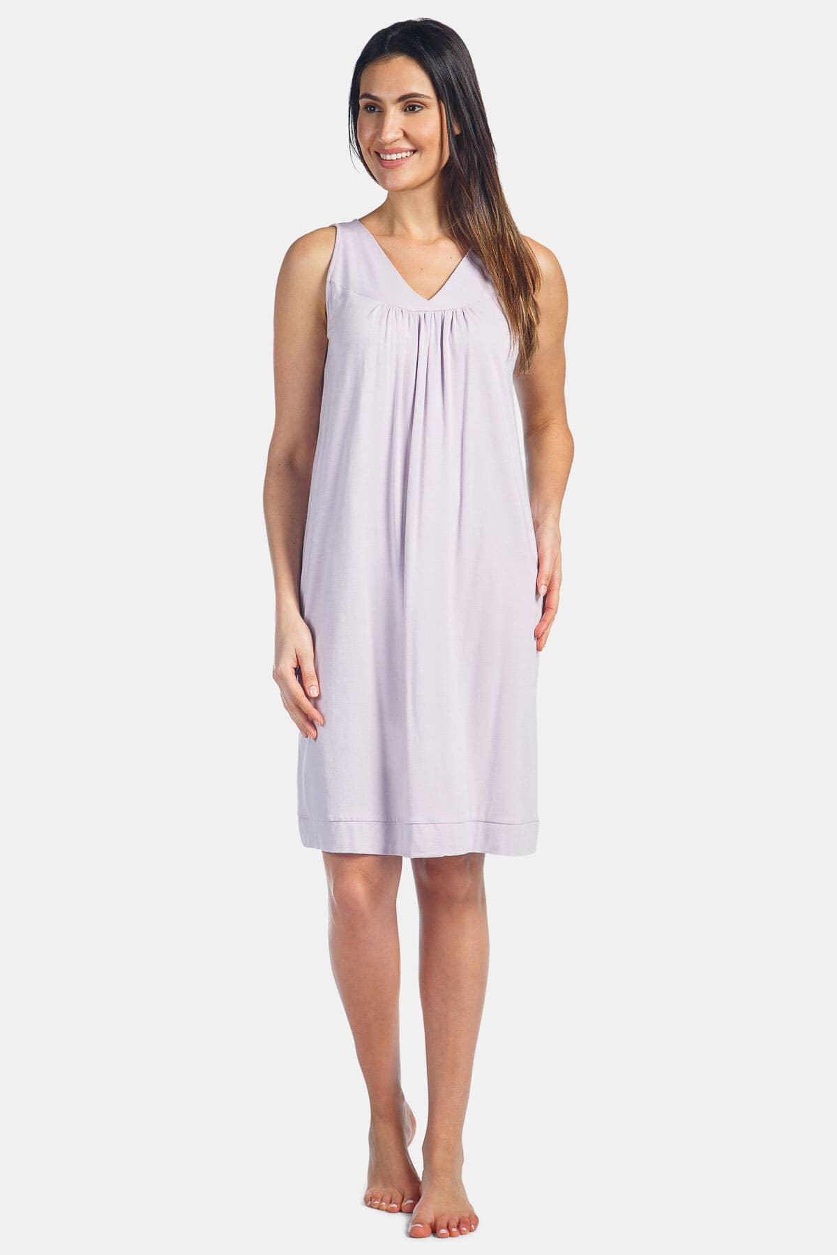 Women's Sleeveless EcoFabric™ Nightgown - Relaxed Fit Womens>Sleepwear>Nightgown Fishers Finery Lavender Fog X-Small 
