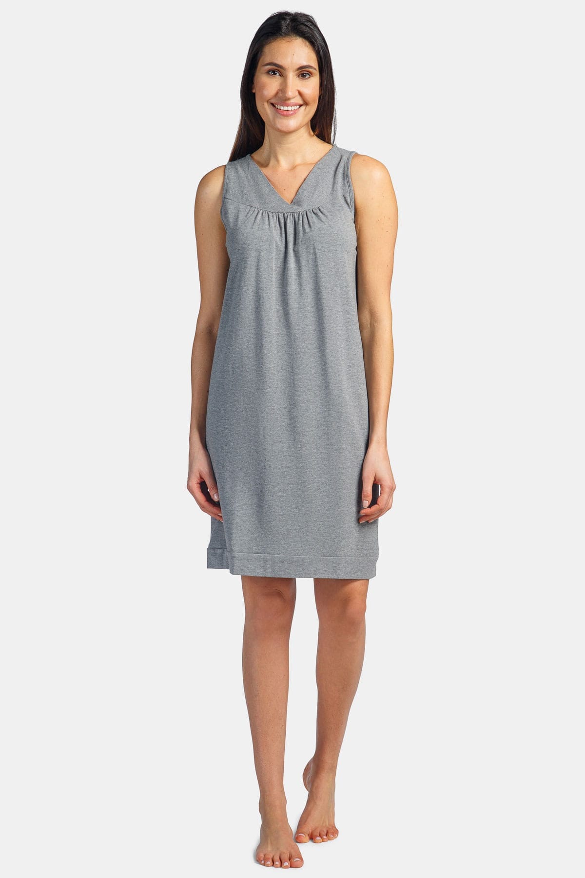 Women's Sleeveless EcoFabric™ Nightgown - Relaxed Fit Womens>Sleepwear>Nightgown Fishers Finery Light Heather Gray X-Small 