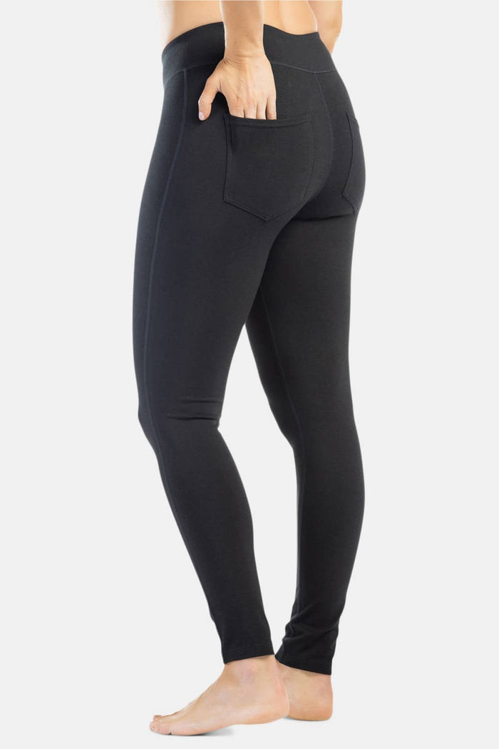 Women’s EcoFabric™ Ankle Length Legging With Back Pockets Outlet Womens>Activewear>Yoga Pants Fishers Finery Black XS Petite