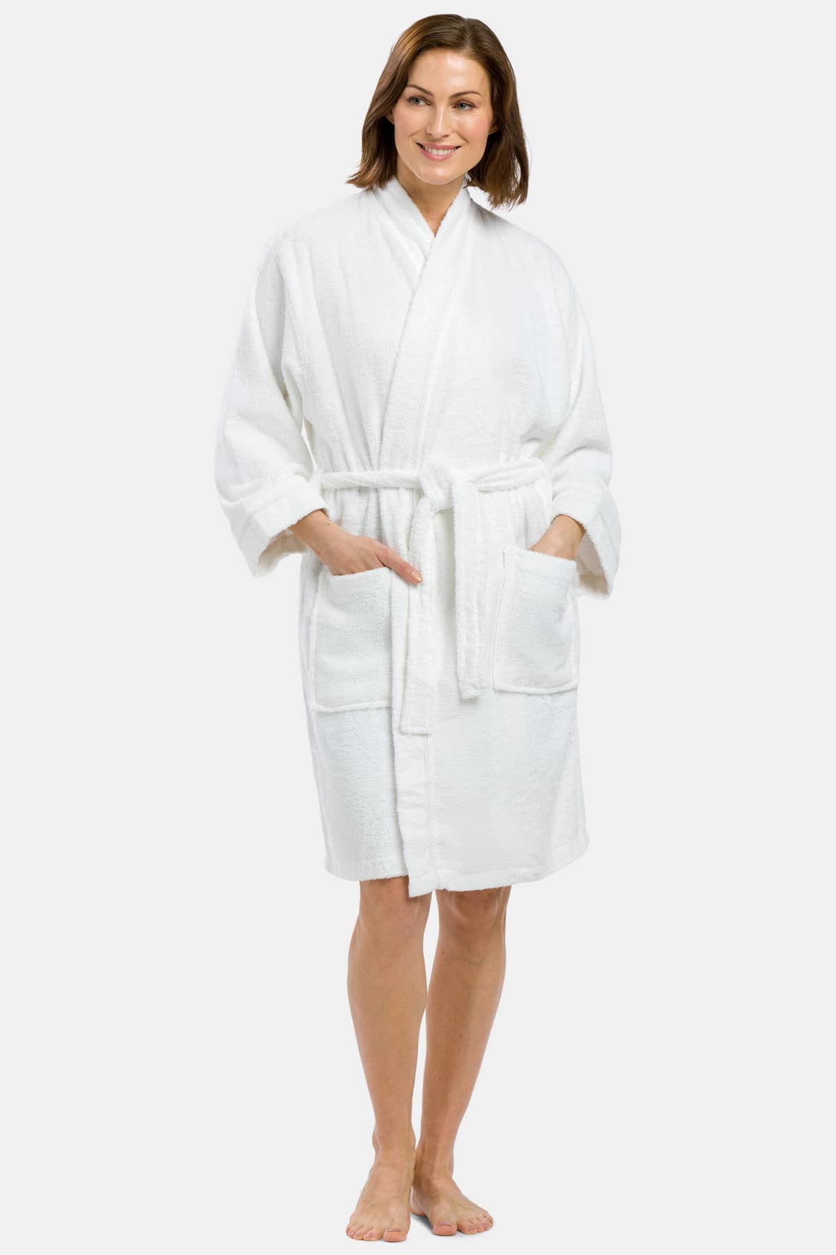 Women&#39;s Kimono Style Terry Cloth Bathrobe Womens&gt;Spa&gt;Robe Fishers Finery White Small 