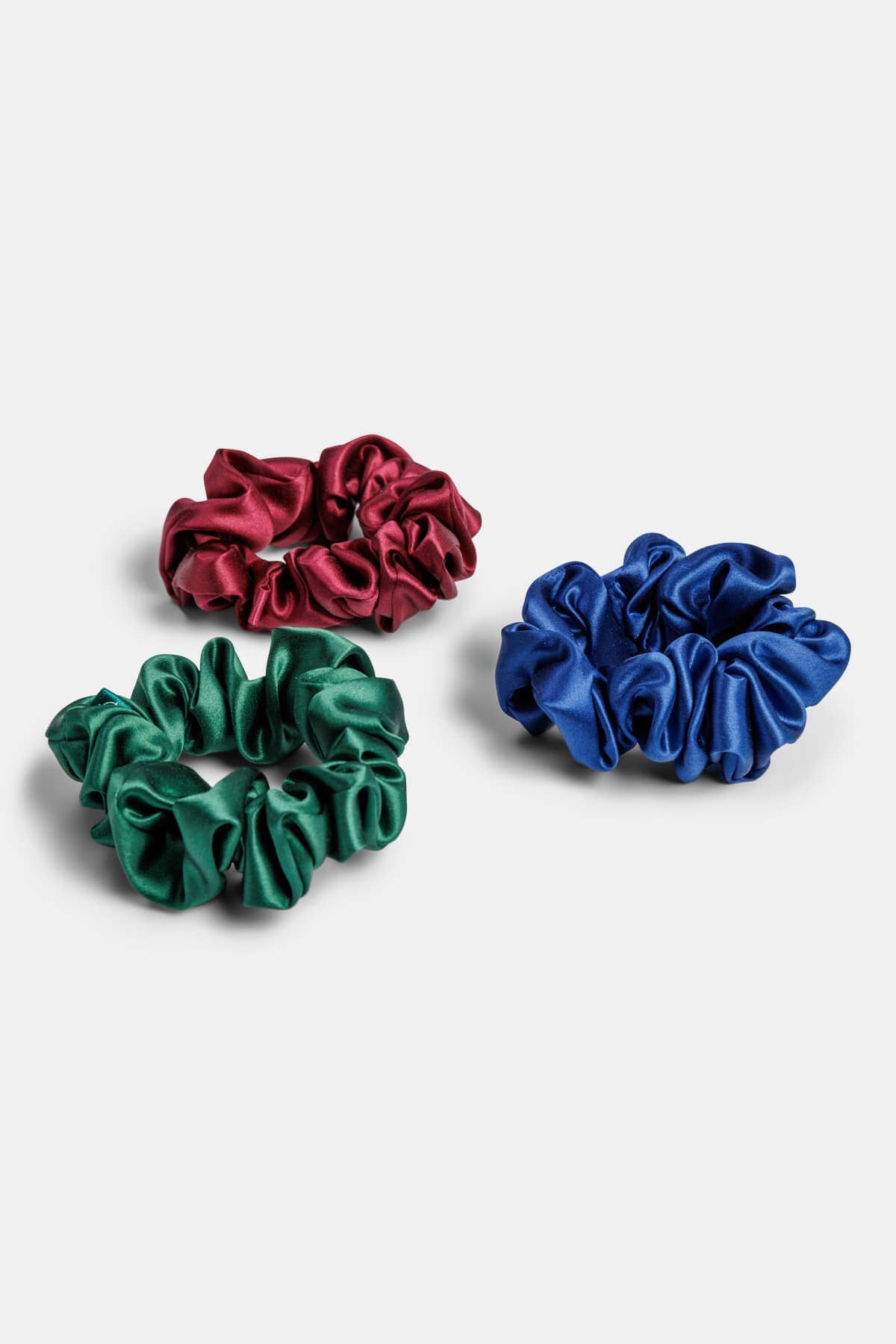 100% Pure Mulberry Silk Hair Scrunchies with Gift Box - Set of 3 Large Hair Ties Womens>Beauty>Hair Care Fishers Finery Navy|Hunter Green|Burgundy 