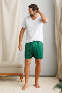 Men's 100% Pure Mulberry Silk Lounge Boxers - IMPROVED No-Roll Waistband Mens>Sleep and Lounge>Boxer Fishers Finery 