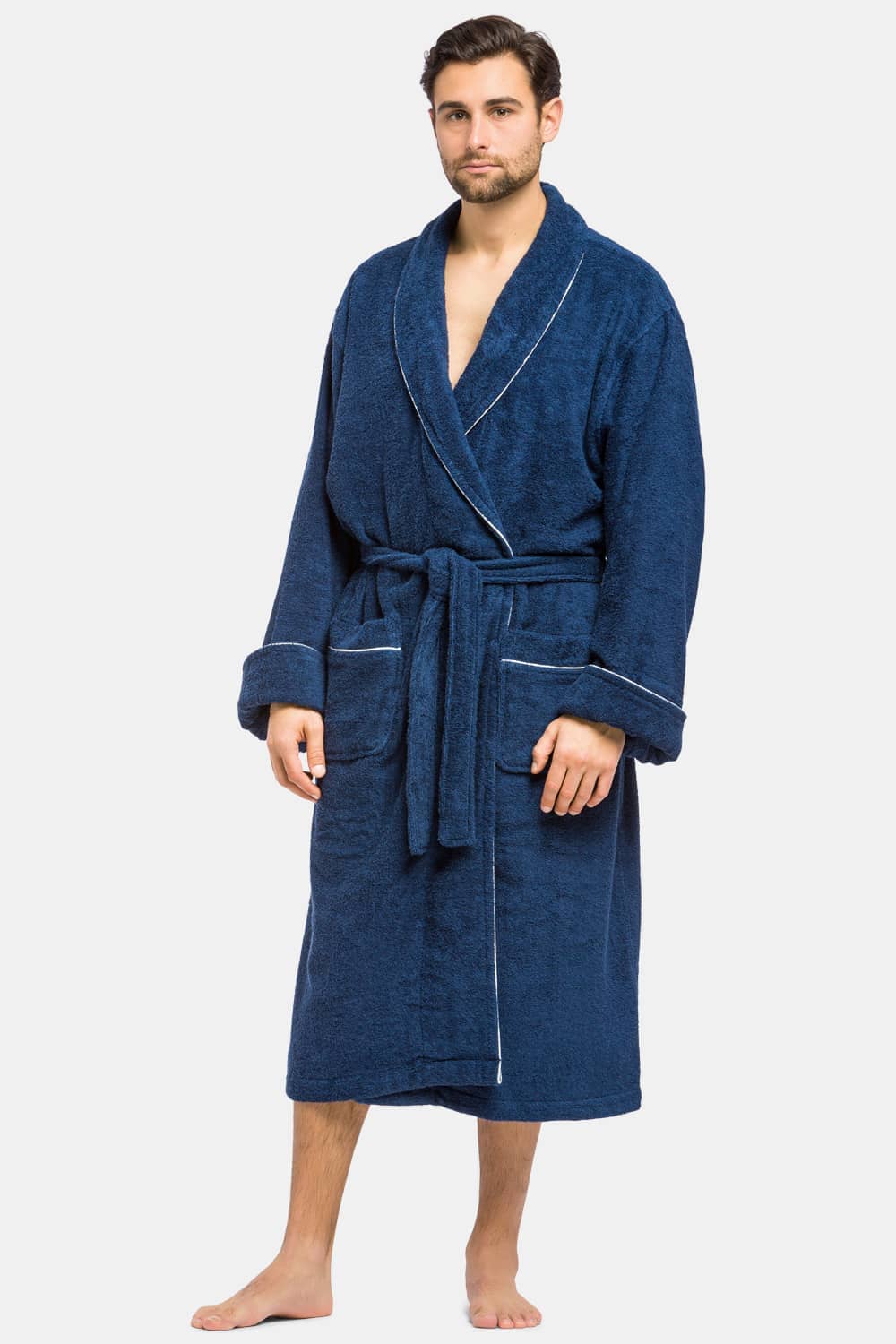 Men's Full Length Resort Terry Cloth Robe Mens>Sleepwear>Robe Fishers Finery Midnight Blue S/M 