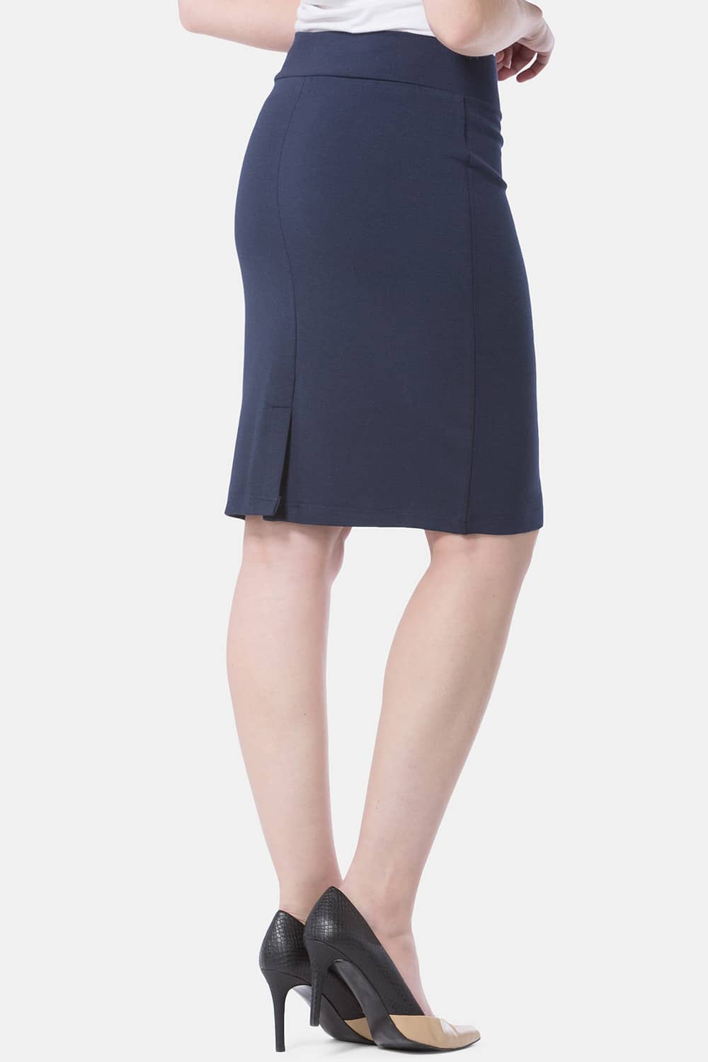 Women's Ponte Knit Pull-On Pencil Skirt Womens>Skirt Fishers Finery Navy