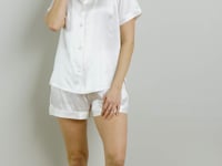 Women's 100% Mulberry Silk Short Sleeve Pajama Set with Gift Box Womens>Sleep and Lounge>Pajamas Fishers Finery Ivory X-Small 
