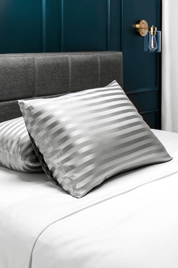 25 Momme 100% Pure Mulberry Silk Pillowcase - Good Housekeeping "All-Star Standout" Home>Bedding>Pillowcase Fishers Finery Striped Silver Standard Single