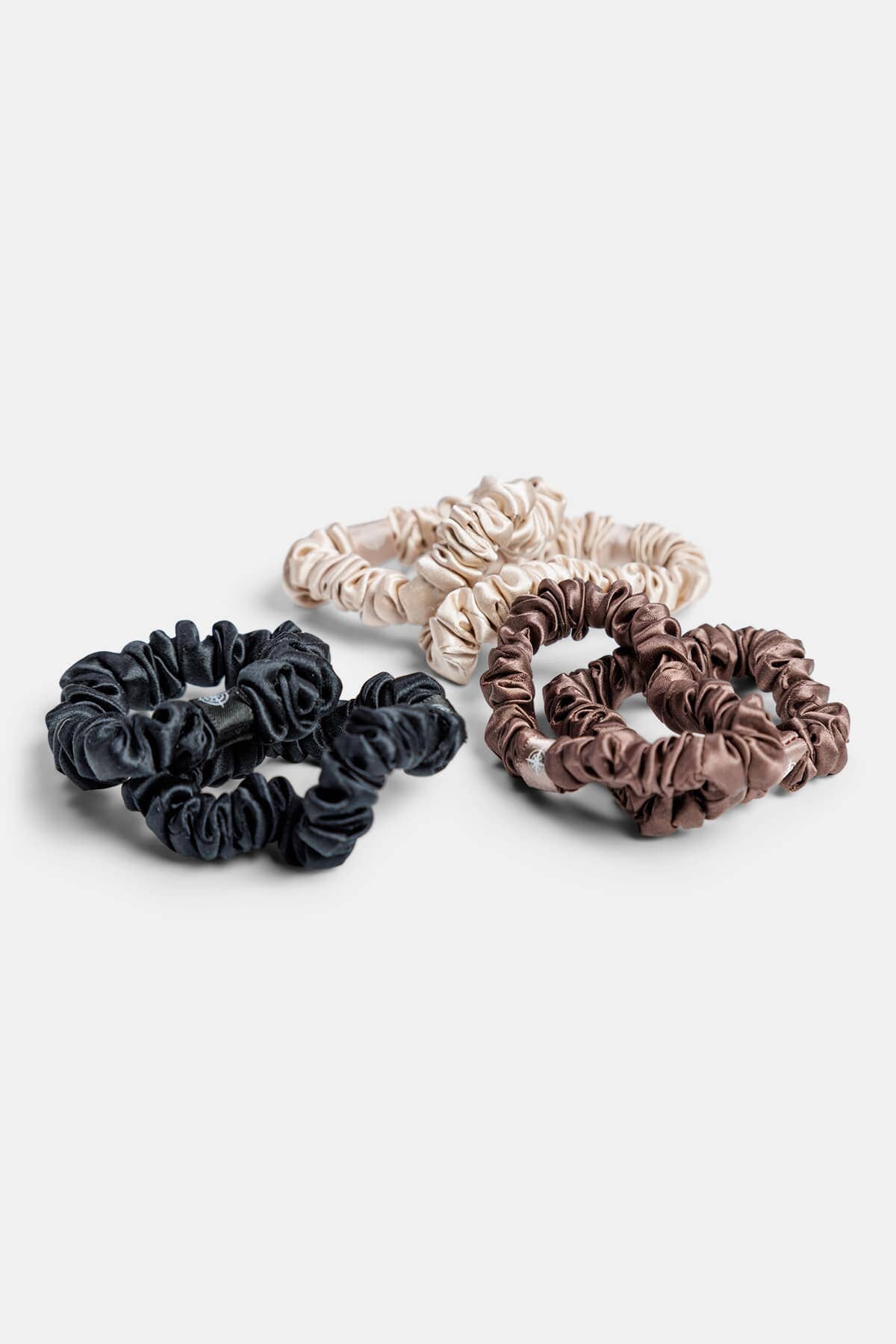 100% Pure Mulberry Silk Hair Scrunchies with Gift Box - Set of 6 Skinny Hair Ties Womens>Beauty>Hair Care Fishers Finery Taupe-Chocolate-Black 